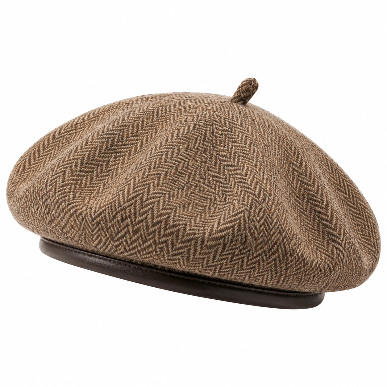 Béret taille unique en tissu tissé marron style classique