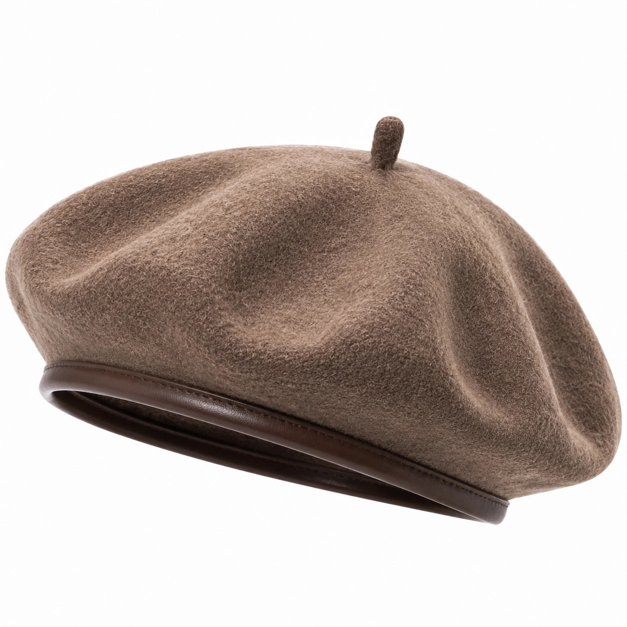 Béret taille unique en feutre marron style classique
