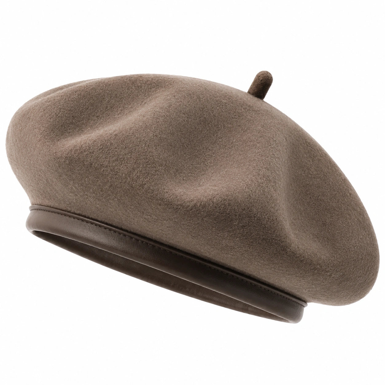 Béret taille unique en textile feutré marron style classique