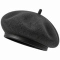 Béret taille unique noir en matière effet laine style classique