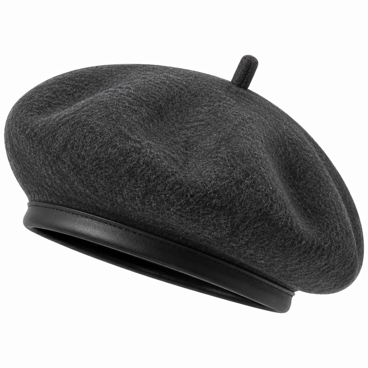 Béret taille unique noir en matière effet laine style classique