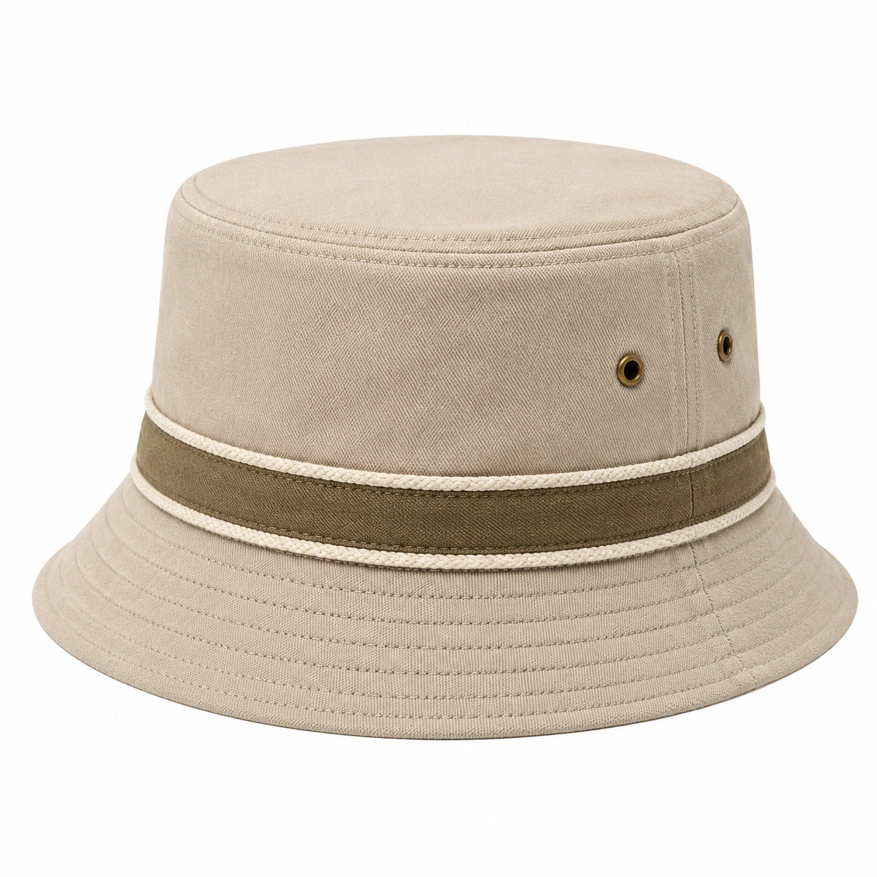 Chapeau bob taille unique en tissu beige et kaki style décontracté