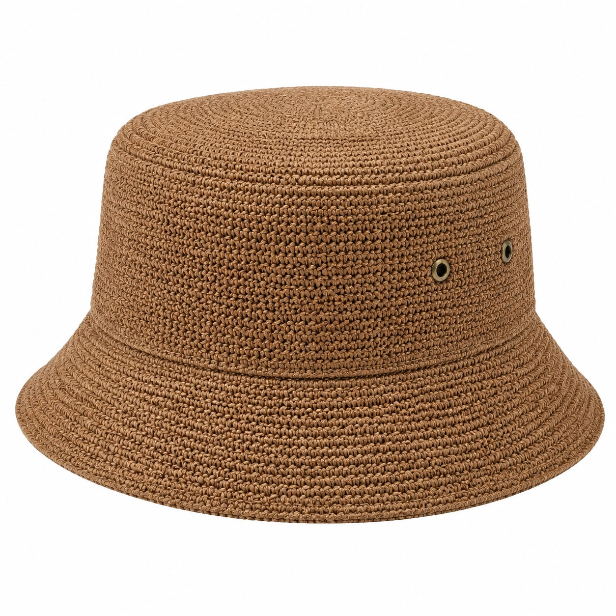 Chapeau bob taille unique en fibres tressées marron avec œillets