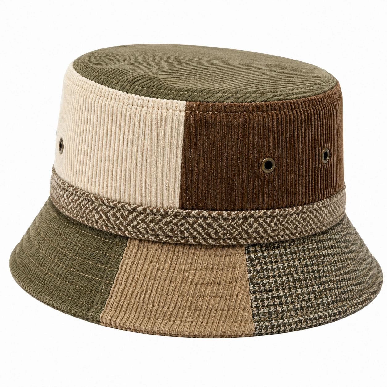 Chapeau bob taille unique en tissu côtelé multicolore style patchwork