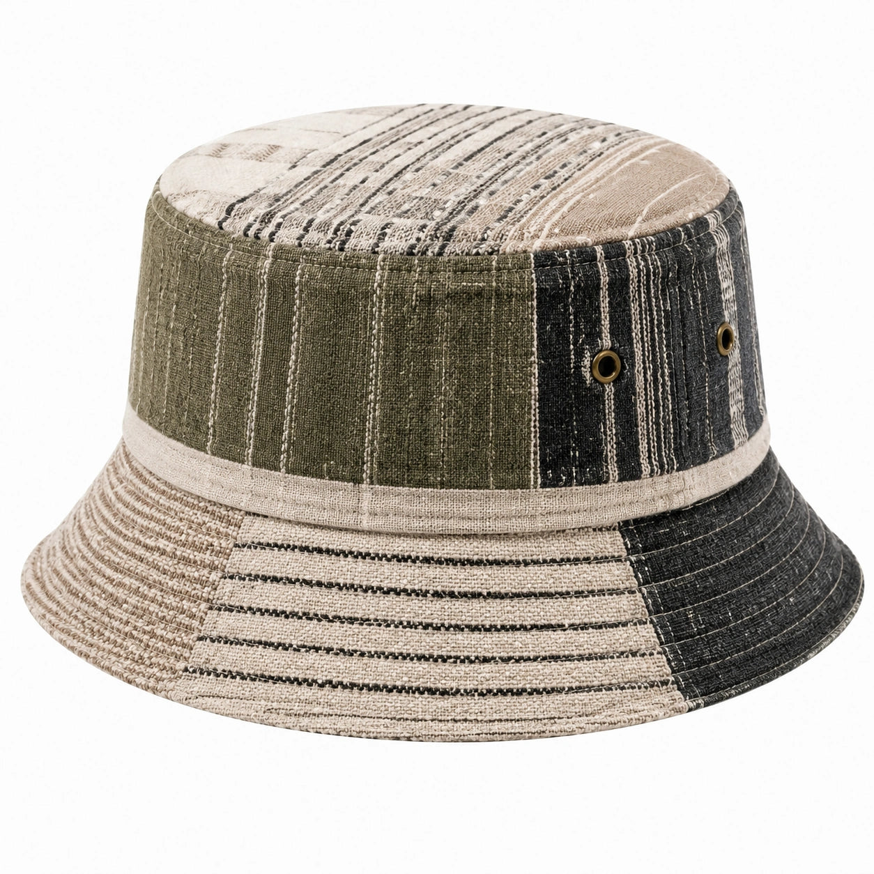 Chapeau bob taille unique en tissu tissé beige vert kaki noir style décontracté