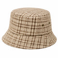 Chapeau bob taille unique en tissu beige et marron à carreaux style décontracté