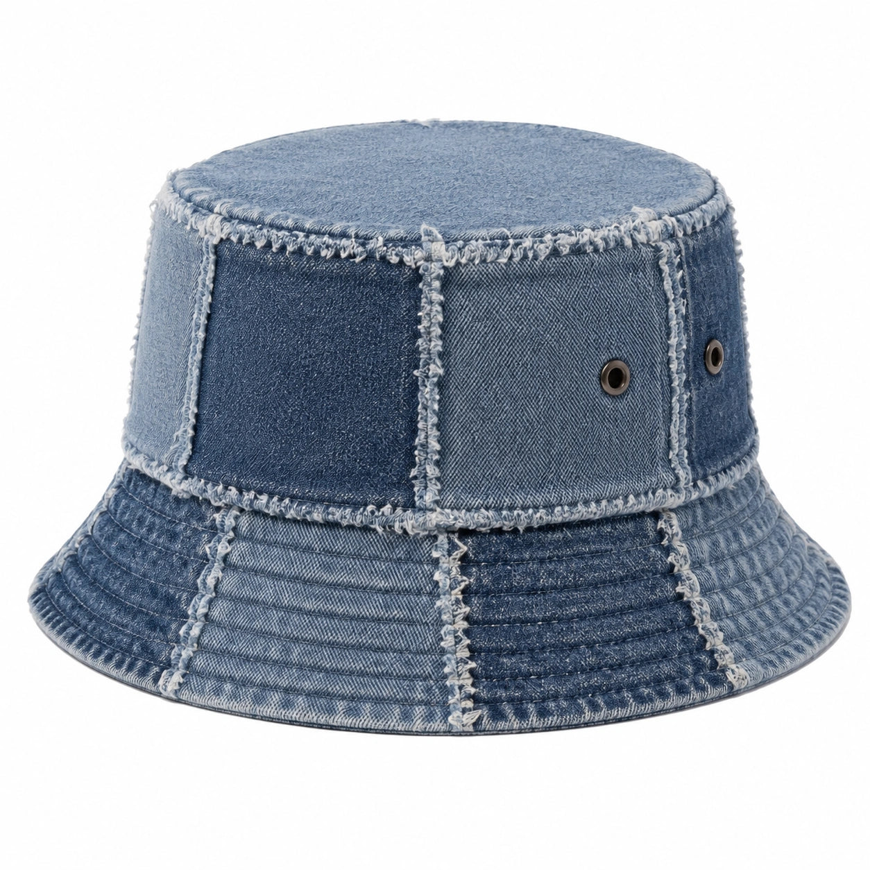 Chapeau bob taille unique en denim bleu à panneaux style décontracté