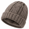 Bonnet unisexe taille unique en maille gris taupe à revers pour hiver