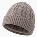 Bonnet taille unique en maille grise doublé polaire à revers torsadé