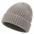 Bonnet en maille côtelée gris taille unique à revers pour adulte