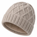 Bonnet taille unique en maille beige doublé polaire à torsades