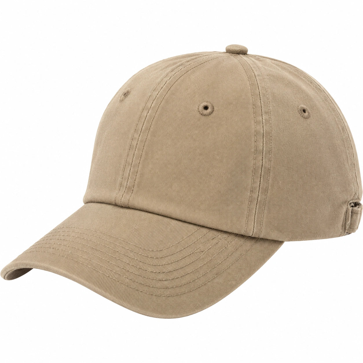Casquette unisexe taille unique en tissu beige à visière courbée réglable