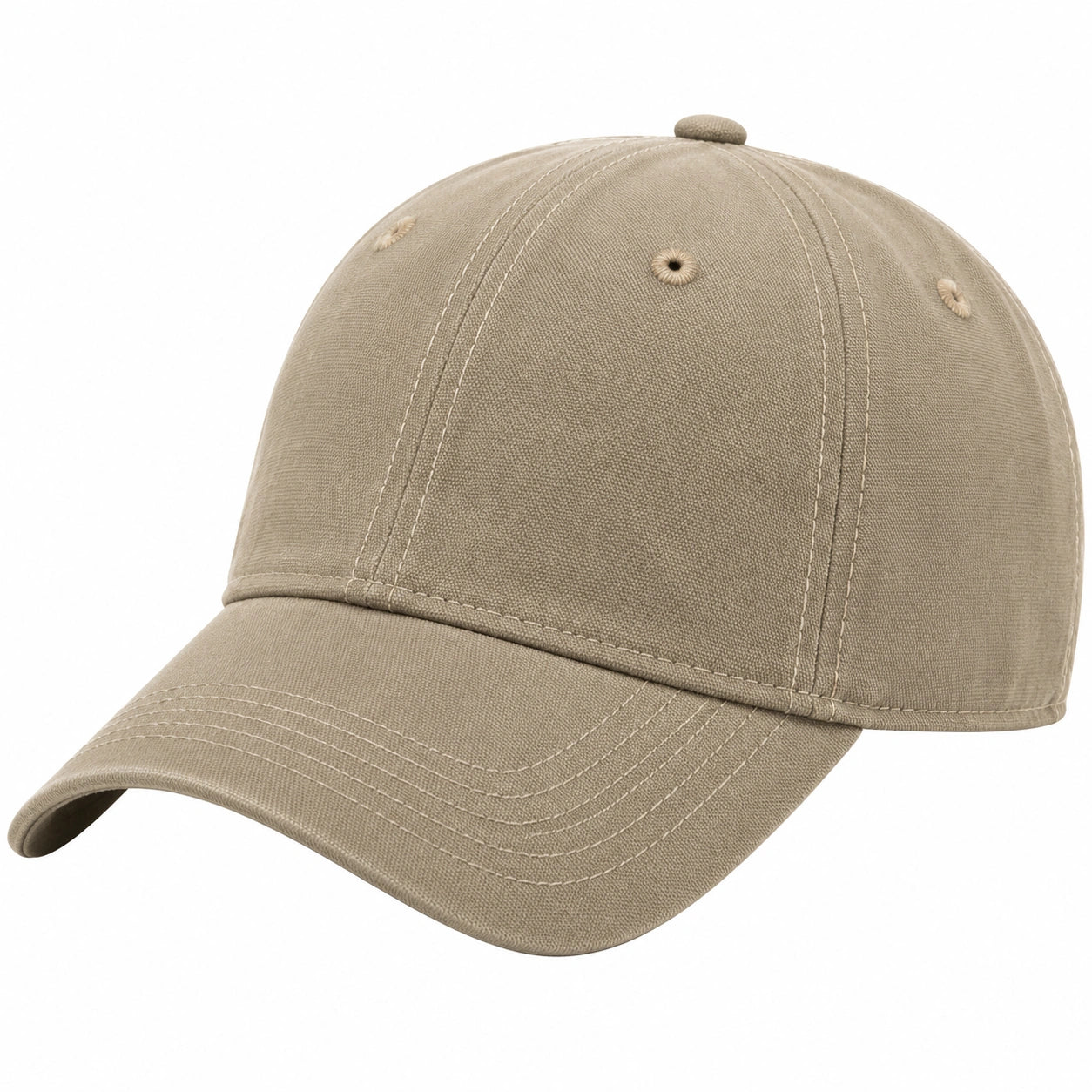 Casquette de baseball taille unique en tissu beige à visière courbée style décontracté