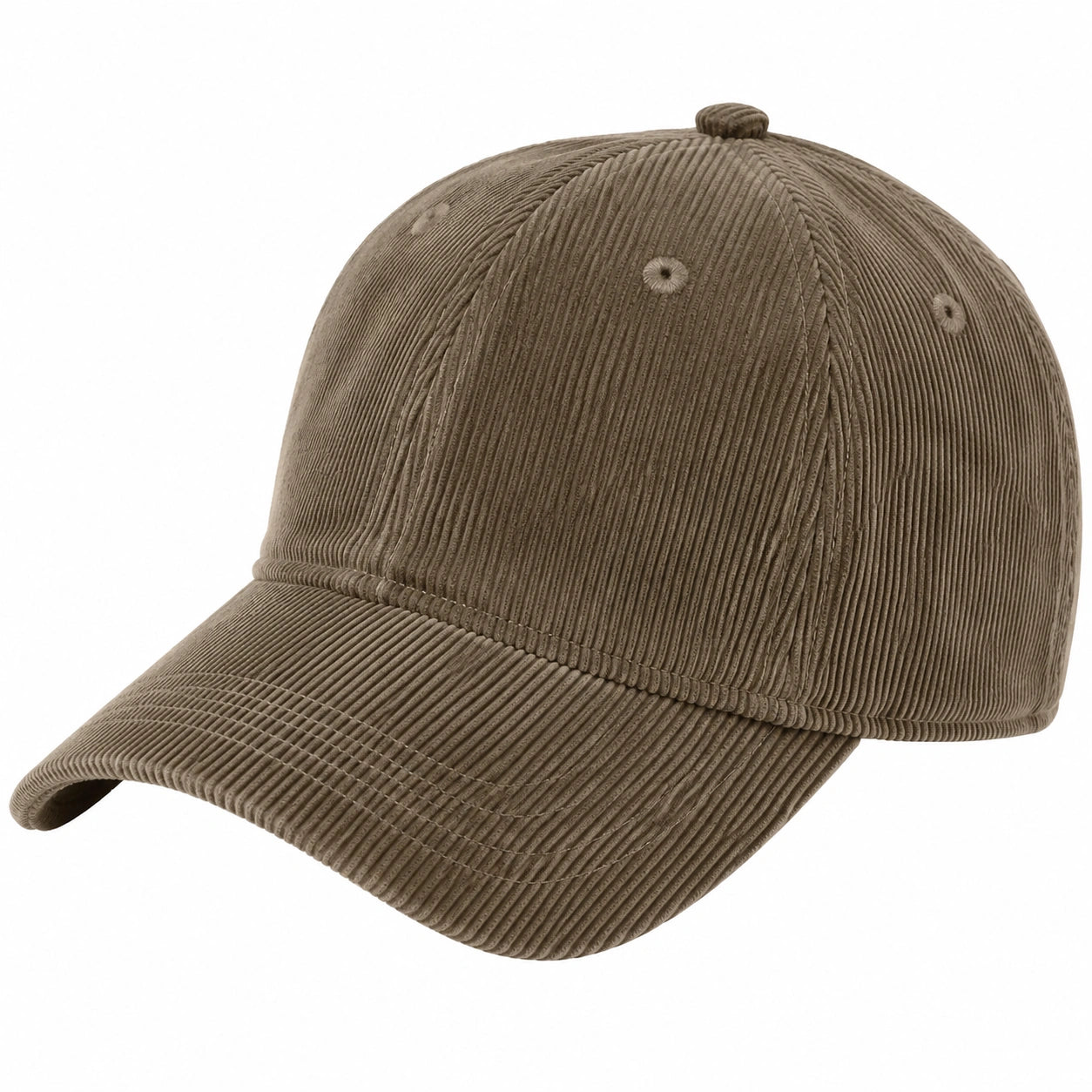 Casquette de baseball taille unique en tissu côtelé kaki style décontracté