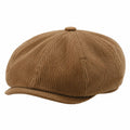Casquette gavroche taille unique en tissu côtelé marron style rétro