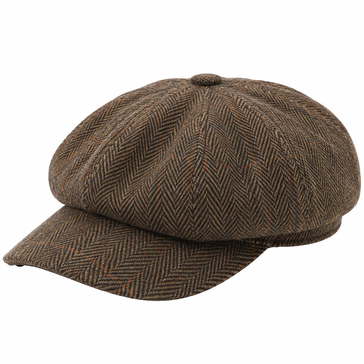Casquette gavroche taille unique en tissu marron à chevrons style classique