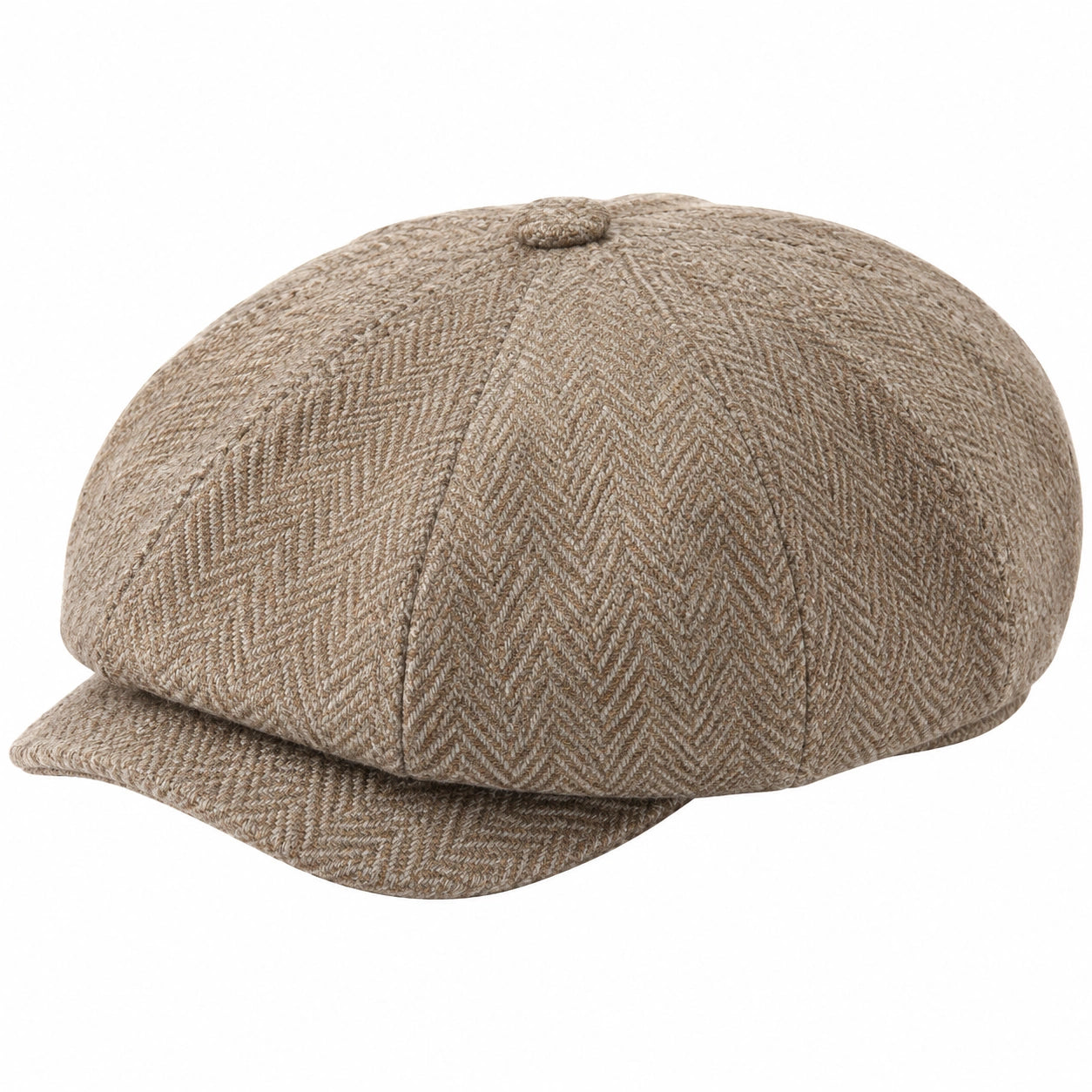 Casquette gavroche taille unique textile beige à chevrons style rétro