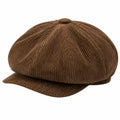 Casquette gavroche taille unique en velours côtelé marron style rétro
