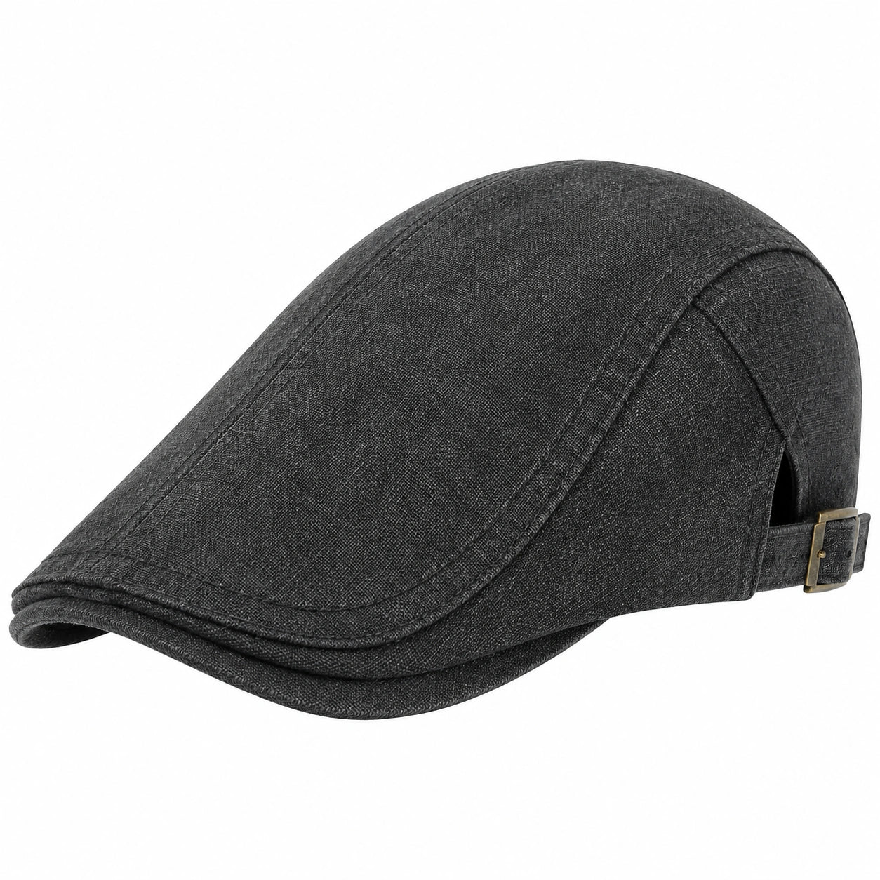 Casquette plate taille unique en tissu noir réglable style classique