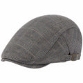 Casquette plate taille unique en tissu gris à carreaux réglable style classique