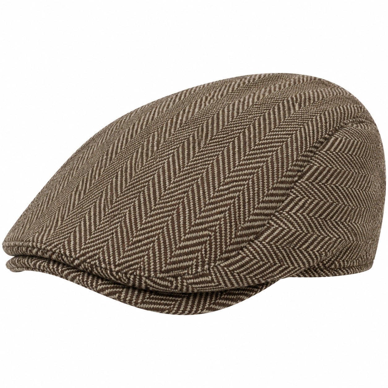 Casquette plate taille unique textile marron beige motif chevrons style classique