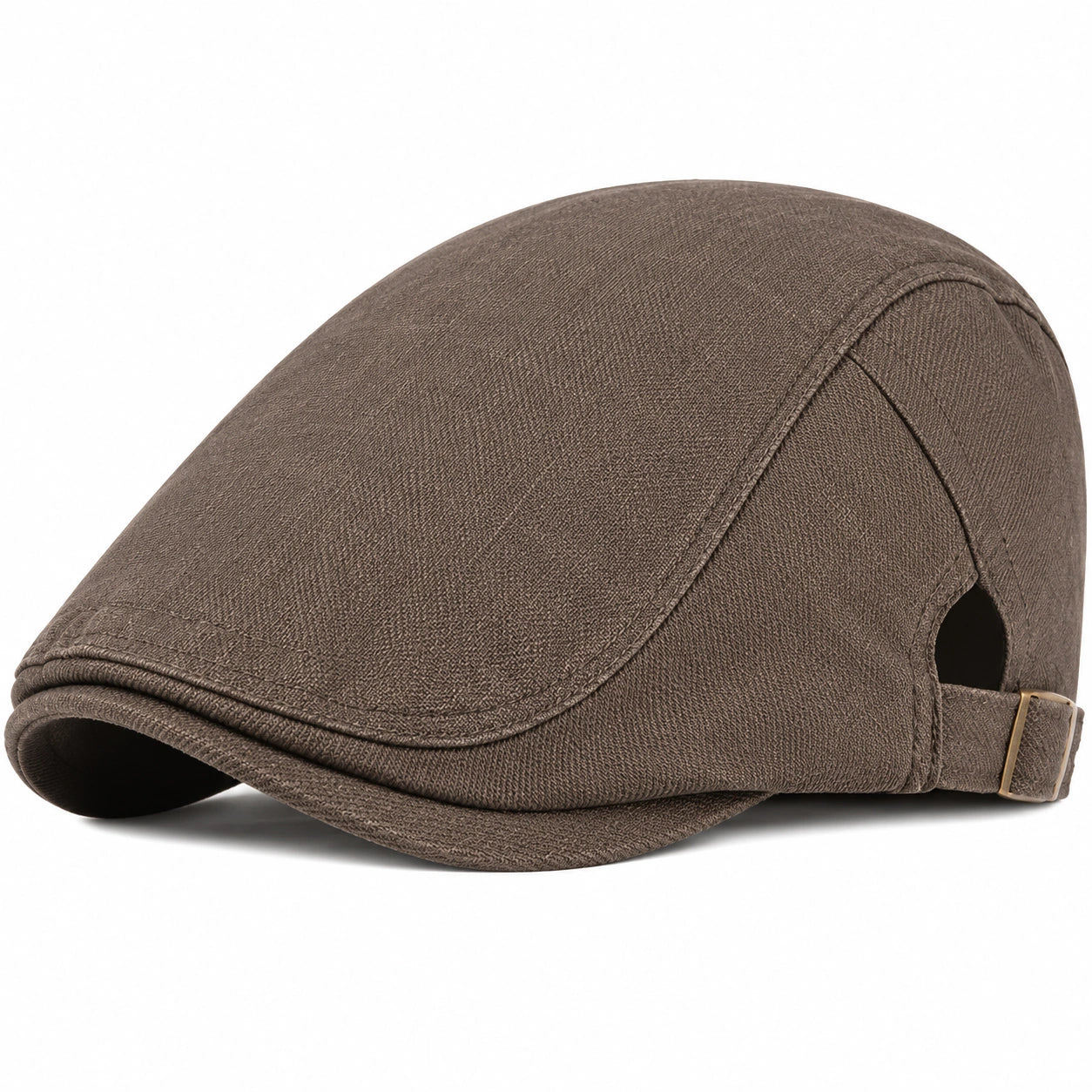 Casquette plate taille unique en tissu marron ajustable style classique