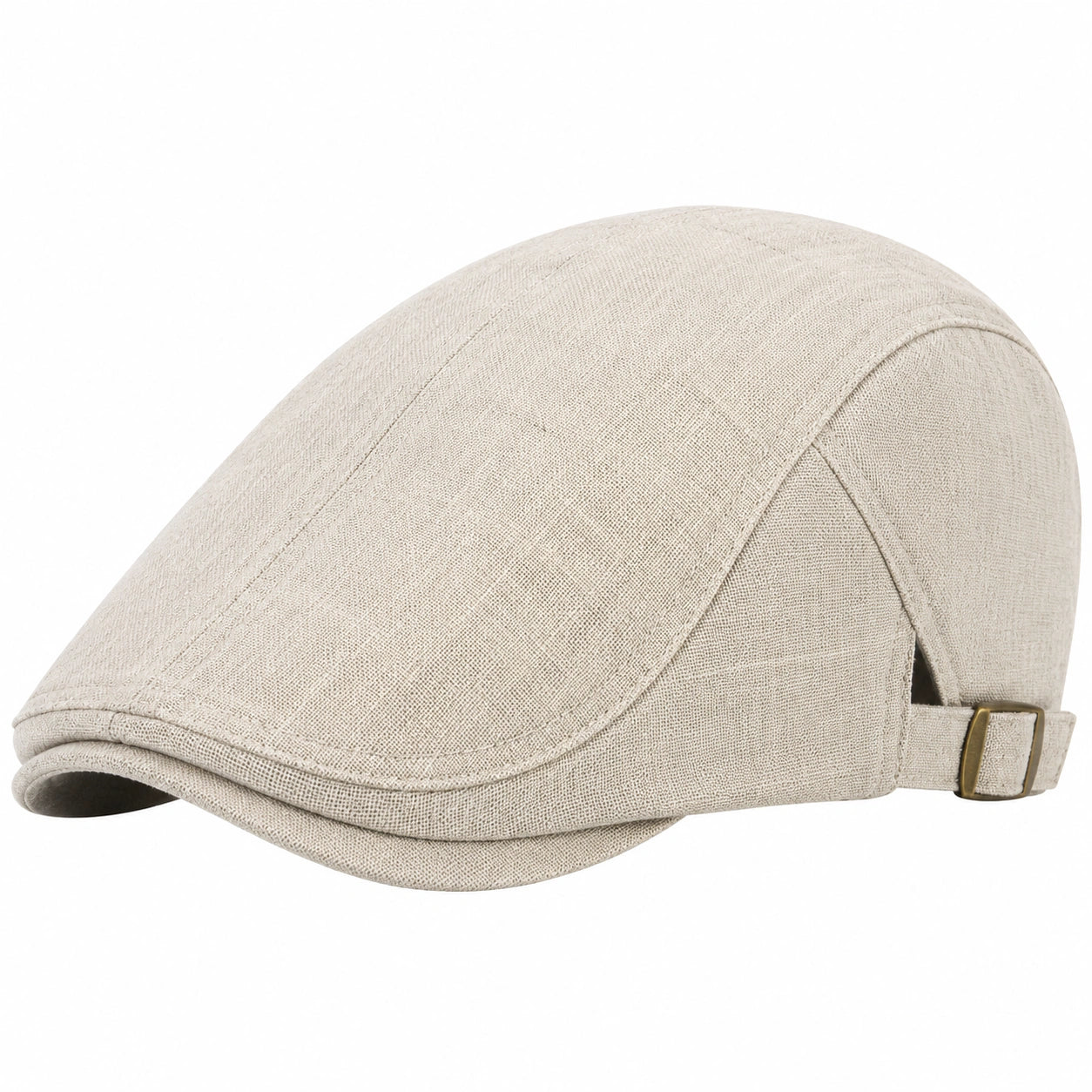 Casquette plate taille unique en tissu beige style classique ajustable