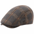 Casquette plate taille unique en tissu tissé gris marron style classique