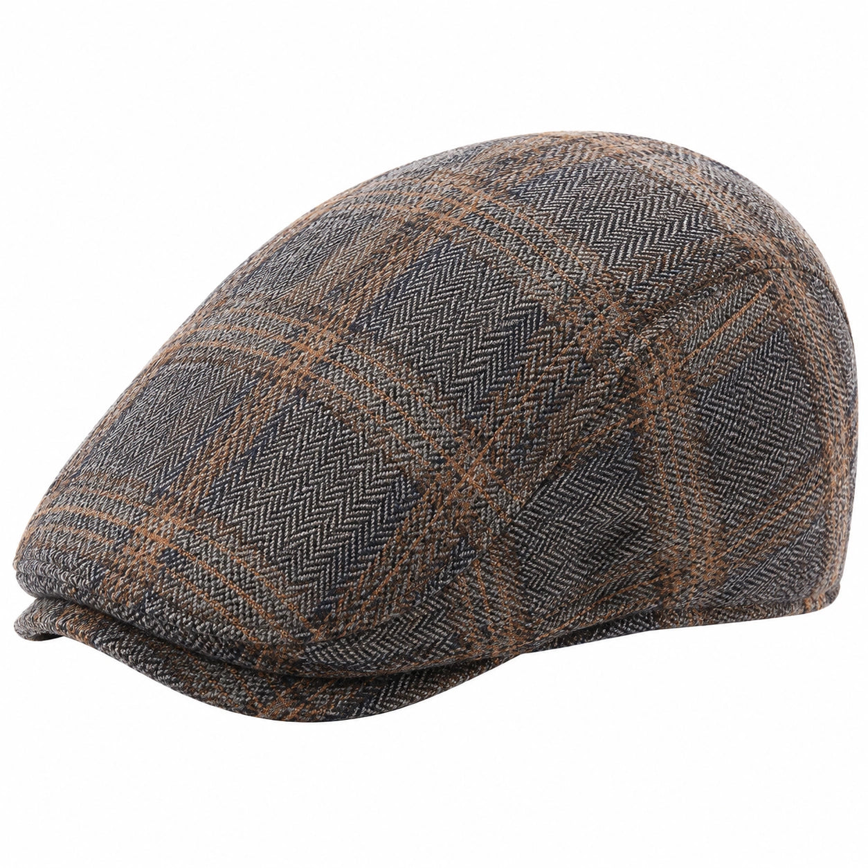 Casquette plate taille unique en tissu tissé gris marron style classique