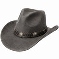 Chapeau cowboy taille unique gris en matière synthétique aspect vieilli style western