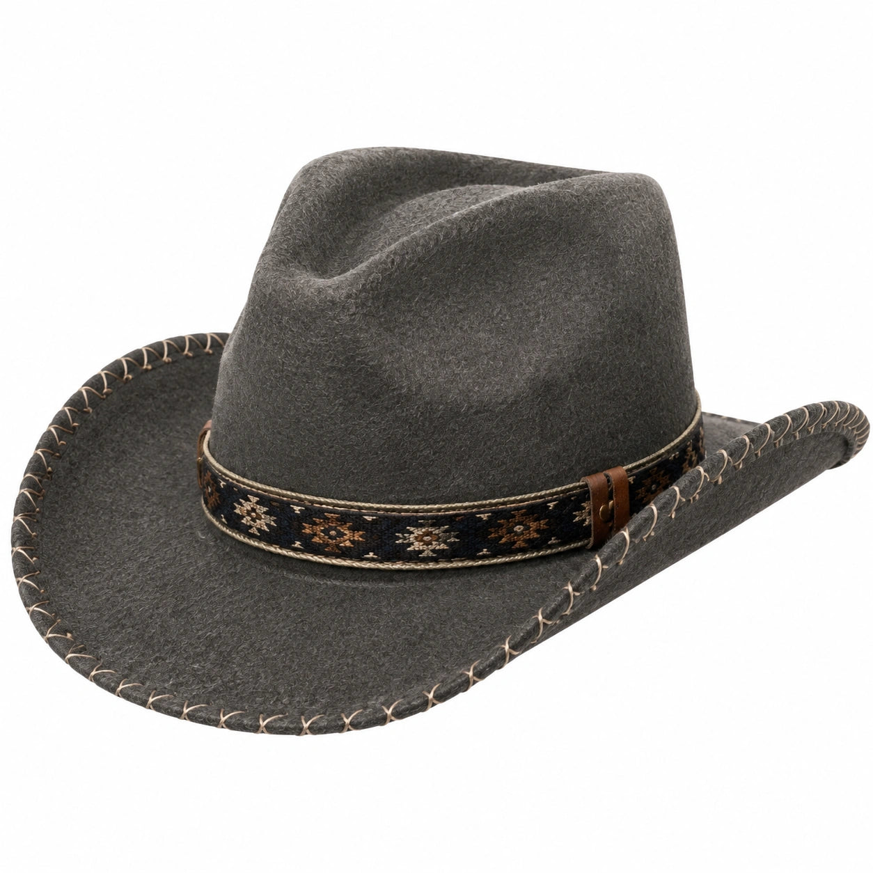 Chapeau cowboy taille unique en feutre gris style western