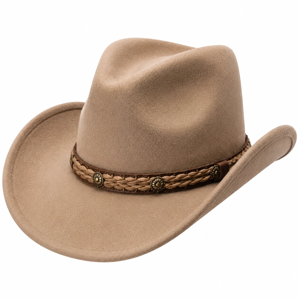 Chapeau cowboy taille unique en textile aspect daim beige style western