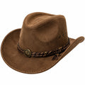 Chapeau de cowboy taille unique marron effet suédine style western
