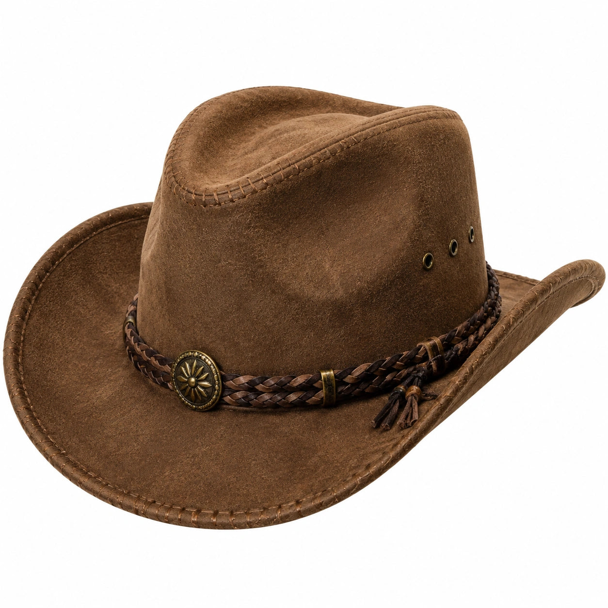 Chapeau de cowboy taille unique marron effet suédine style western