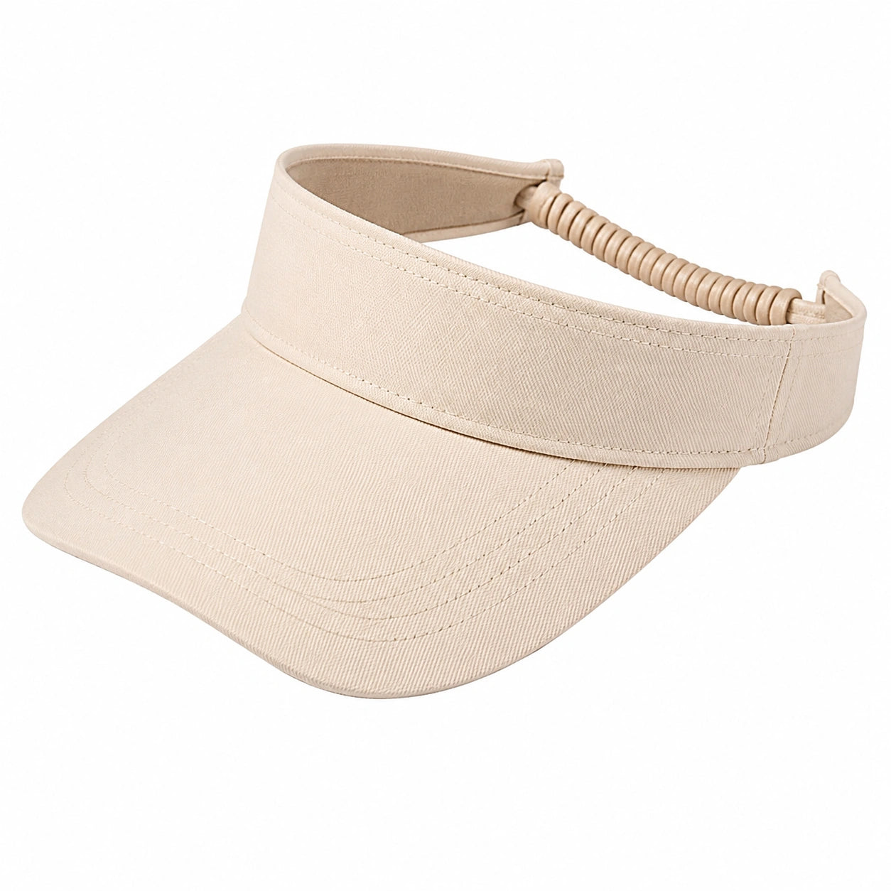 Visière taille unique en tissu beige réglable pour protection solaire