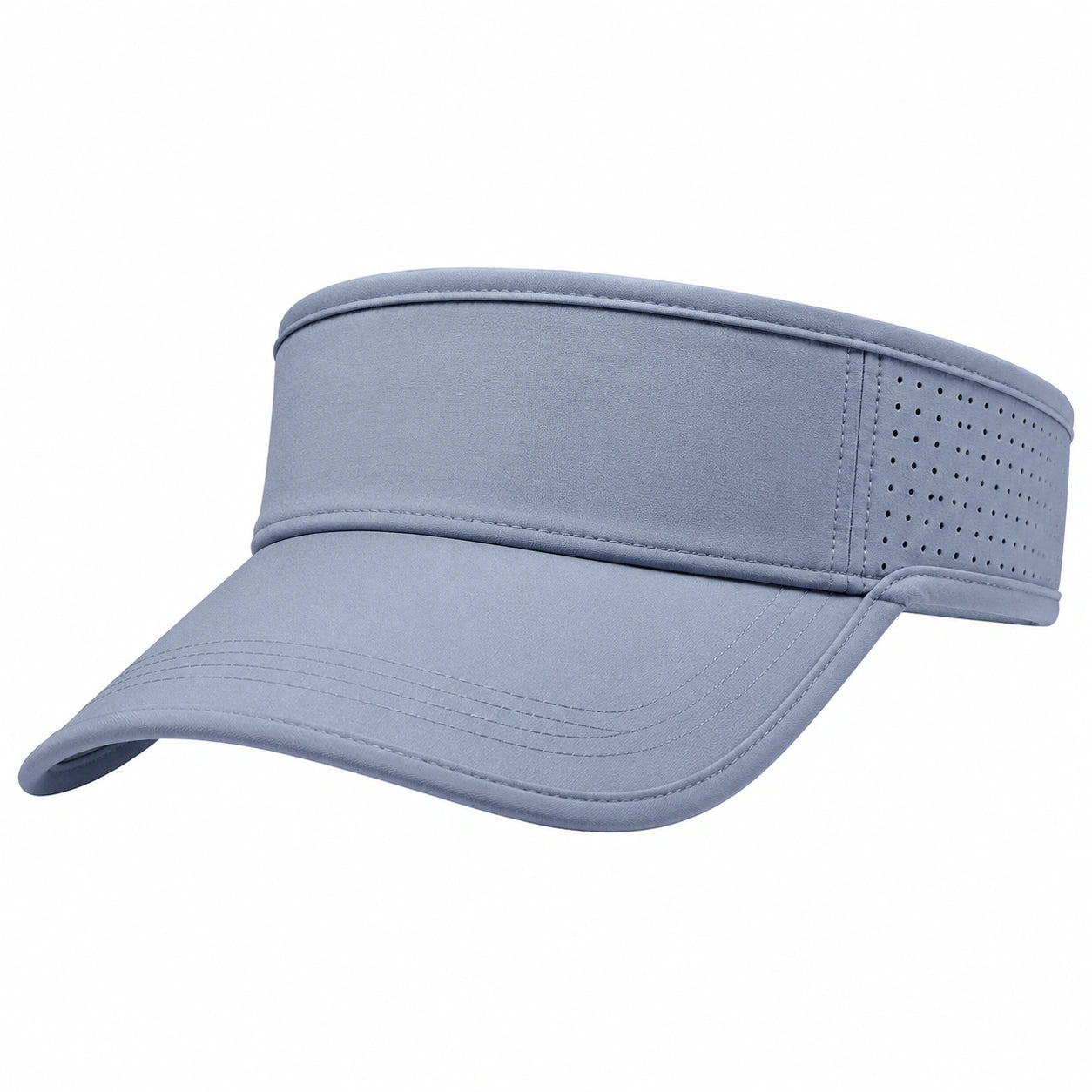 Visière taille unique bleu gris en tissu synthétique à bord incurvé perforé