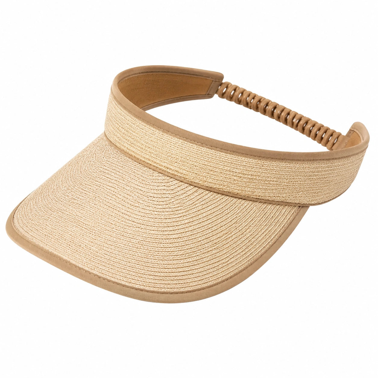 Visière taille unique en fibres tressées beige - protection solaire ajustable
